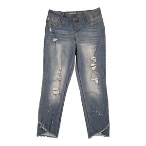 NOBO Juniors 17 Sculpted Skinny Distressed Ankle Ripped Jeans